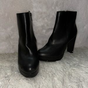 Black pleather ankle boots